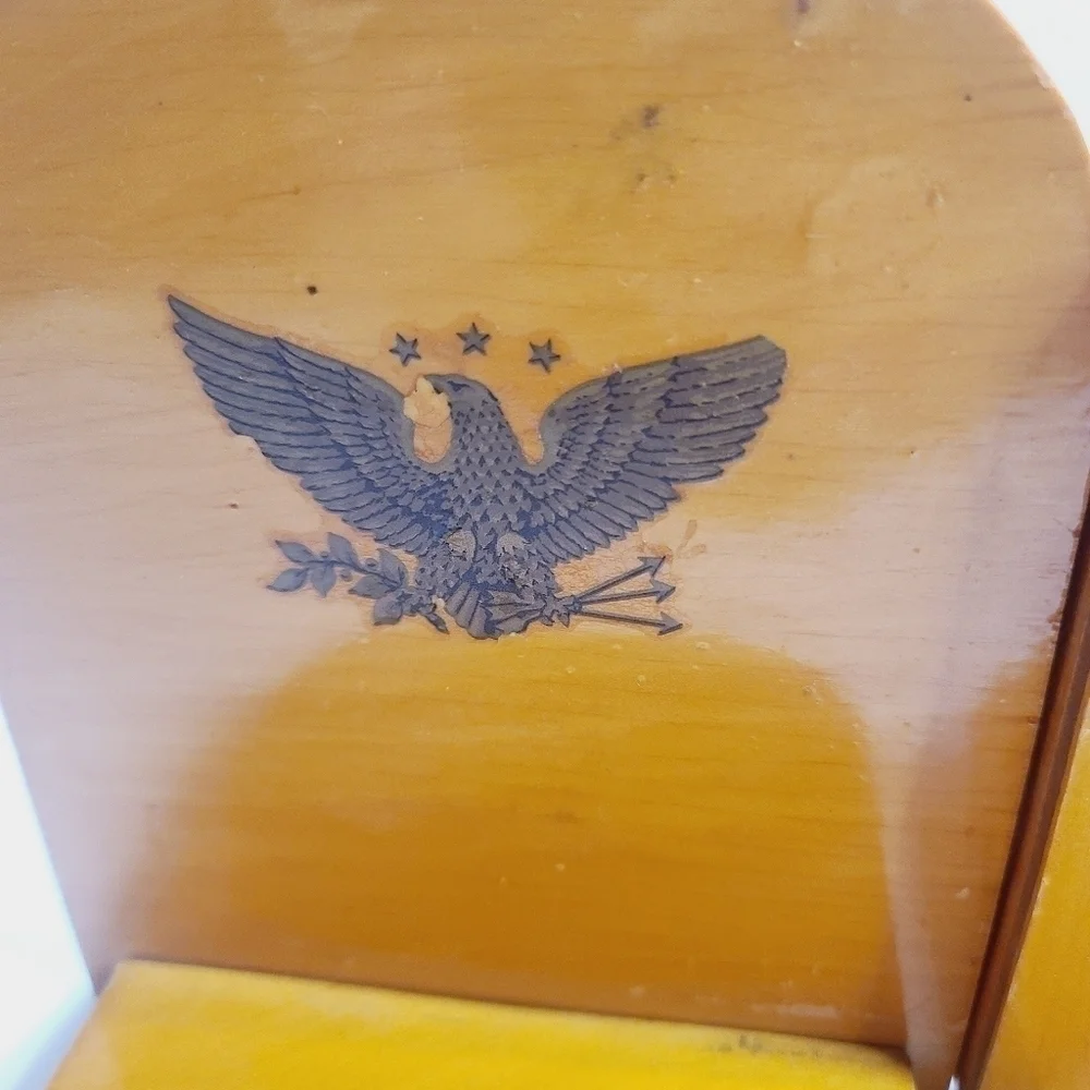 Vintage Hand Painted Eagle Americana Wood Bookends